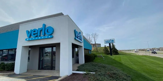 Outside a Verlo mattress factory store.